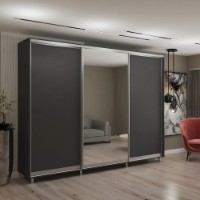 Dulap cu uşi glisante My-Style Chipboard + Mirror 300x220x60 Anthracite (C30H2M02U02)