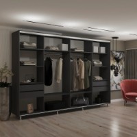 Dulap cu uşi glisante My-Style Chipboard + Mirror 310x200x60 Anthracite (C31H0M02U02) imaginea #2 — magazin online Desire.md