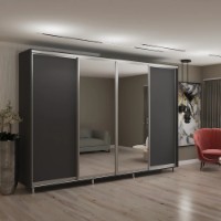 Dulap cu uşi glisante My-Style Chipboard + Mirror 320x210x60 Anthracite (C32H1M02U02) imaginea #1 — magazin online Desire.md