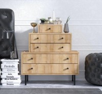 Comodă Trendy Tata Oak/Black 80x85x40cm GTR001654