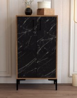 Rafturi pentru pantofi Trendy Prag Walnut/Black Marble 111x60x35cm GTR000958