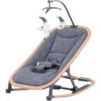 Șezlong pentru bebeluși Chipolino Velvet Graphite/Wood (SHEVL02301GT)