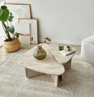 Журнальный столик Trendy Ballare Travertin 90x90x40cm GTR006185 2pcs фото №2 — интернет-магазин Desire.md