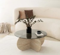 Журнальный столик Trendy Bubble Travertin 75x75x35cm GTR006157