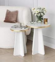 Журнальный столик Trendy Ciuperca White/Gold 50x40x40cm GTR000754 2pcs фото №2 — интернет-магазин Desire.md