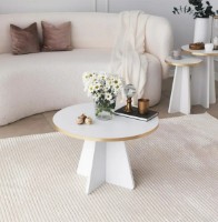 Журнальный столик Trendy Ciuperca Walnut/Gold 60x60x40cm GTR000750 фото №2 — интернет-магазин Desire.md