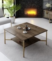 Журнальный столик Trendy Gold Line Walnut/Gold 80x40x80cm GTR006162