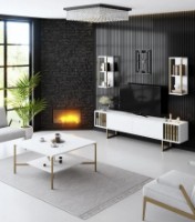 Журнальный столик Trendy Gold Line White/Gold 80x40x80cm GTR006163 фото №2 — интернет-магазин Desire.md