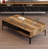 Журнальный столик Trendy Istanbul Walnut/Black/Black Marble 105x32x60cm GTR000631 фото №2 — интернет-магазин Desire.md