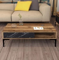 Журнальный столик Trendy Istanbul Walnut/Black/Black Marble 105x32x60cm GTR000631 фото №3 — интернет-магазин Desire.md