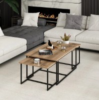 Журнальный столик Trendy Levada Walnut/Black 90x42x60cm GTR003973 3pcs фото №2 — интернет-магазин Desire.md