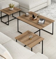 Журнальный столик Trendy Levada Walnut/Black 90x42x60cm GTR003973 3pcs фото №3 — интернет-магазин Desire.md