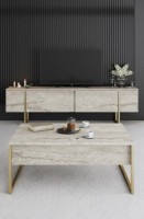 Măsuţă cafea Trendy Luxe Travertin/Gold 90x40x60cm GTR006084 imaginea #2 — magazin online Desire.md
