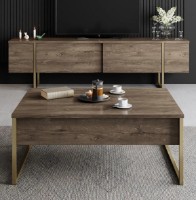 Журнальный столик Trendy Luxe Walnut/Gold 90x40x60cm GTR006085 фото №2 — интернет-магазин Desire.md