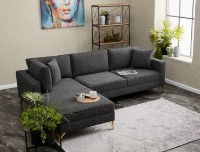 Угловой диван Trendy Berlin Anthracit/Gold L 258x181x83cm GTR003521 фото №2 — интернет-магазин Desire.md