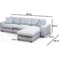 Угловой диван Trendy Bucla 12 Light Grey 290x194x85cm GTR003616 фото №4 — интернет-магазин Desire.md