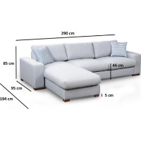 Угловой диван Trendy Bucla 13 Light Grey 290x194x85cm GTR003617 фото №4 — интернет-магазин Desire.md