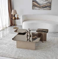 Măsuţă cafea Trendy Jazz Beige/Bronze 80x80x30cm GTR000902 3pcs imaginea #2 — magazin online Desire.md