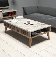 Măsuţă cafea Trendy Milano Walnut/White Marble 105x34.6x60cm GTR000614 imaginea #1 — magazin online Desire.md