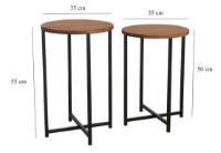 Măsuţă cafea Trendy Neta Oak/Black 55x35x35cm GTR000794 2pcs imaginea #2 — magazin online Desire.md