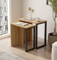 Măsuţă cafea Trendy ON7-SU Walnut/Oak/Black 52.8x51x29.5cm GTR001610 2pcs imaginea #2 — magazin online Desire.md