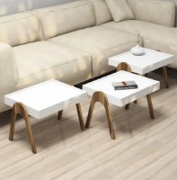 Măsuţă cafea Trendy Roma Walnut/White 35x64x40cm GTR000591 3pcs imaginea #2 — magazin online Desire.md