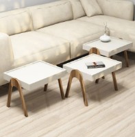 Măsuţă cafea Trendy Roma Walnut/Cream 48x42x35cm GTR000590 3pcs imaginea #2 — magazin online Desire.md