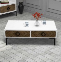 Măsuţă cafea Trendy Samba White/Walnut/Black 105x34.6x60cm GTR000640