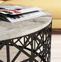 Măsuţă cafea Trendy Selin White Marble/Black 90x38x90cm GTR000662 imaginea #2 — magazin online Desire.md