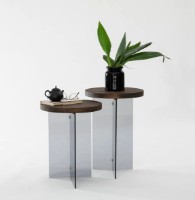 Măsuţă cafea Trendy Serenity Walnut/Fume 51x35x35cm GTR000908 2pcs