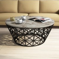 Măsuţă cafea Trendy Stil White Marble/Black 90x38x90cm GTR000680