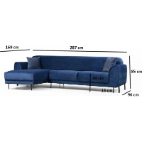 Угловой диван Trendy Image Chl-3R Navy Blue L 287x169x85cm GTR003345 фото №5 — интернет-магазин Desire.md