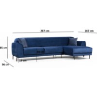 Угловой диван Trendy Imagine L3-Chl Navy Blue R 287x169x85cm GTR003399 фото №7 — интернет-магазин Desire.md