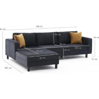 Canapea de colț Trendy Kale Anthracit L 258x187x83cm GTR003518 imaginea #4 — magazin online Desire.md
