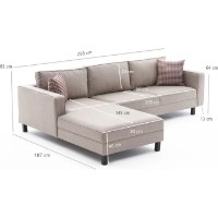 Угловой диван Trendy Kale Linen Cream L 258x187x83cm GTR003516 фото №4 — интернет-магазин Desire.md