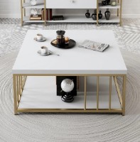Журнальный столик Trendy Zenn White/Gold 90x40x90cm GTR006090 фото №2 — интернет-магазин Desire.md