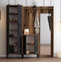 Antreu Trendy Berlin ABC Walnut/Black Marble/Black 200x180x35cm GTR001371 imaginea #2 — magazin online Desire.md