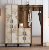 Antreu Trendy Berlin ABC Walnut/White Marble/Black 200x180x35cm GTR001374