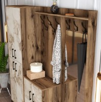 Antreu Trendy Berlin ABC Walnut/White Marble/Black 200x180x35cm GTR001374 imaginea #3 — magazin online Desire.md