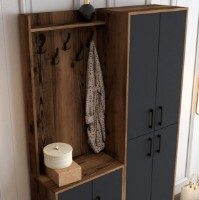 Antreu Trendy Berlin BA Walnut/Anthracit/Black 200x120x35cm GTR001357 imaginea #3 — magazin online Desire.md