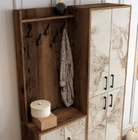 Antreu Trendy Berlin BA Walnut/White Marble/Black 200x120x35cm GTR001361 imaginea #3 — magazin online Desire.md