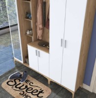 Прихожая Trendy EA128 2795 Walnut/White/Gold 240x180x37.5cm GTR001435 фото №2 — интернет-магазин Desire.md