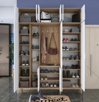 Прихожая Trendy EA128 2795 Walnut/White/Gold 240x180x37.5cm GTR001435 фото №3 — интернет-магазин Desire.md