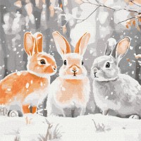 Tablou pe numere Brushme Bunnies In Winter Coats (SBS028)