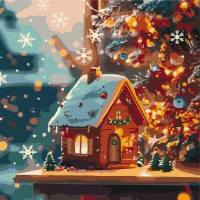 Tablou pe numere Brushme House Under Snowflakes (SBS032)