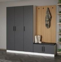Прихожая Trendy Noe 8296 Anthracite/Wood 225x210x35cm GTR004008 фото №3 — интернет-магазин Desire.md