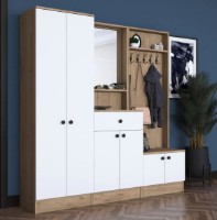 Прихожая Trendy P6 M3 2490 Walnut/White 182.8x179.4x35.5cm GTR001425 фото №2 — интернет-магазин Desire.md