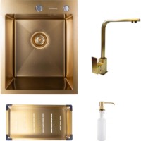 Chiuvetă de bucătărie SanDonna HD4050+NERA Gold