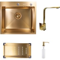 Chiuvetă de bucătărie SanDonna HD5550+NERA Gold