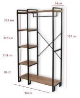 Antreu Trendy Rex Pine Atlantic/Black 34x90x163cm GTR005941 imaginea #3 — magazin online Desire.md